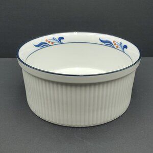 Dansk Bistro Maribro Souffle Casserole White Round Ribbed Baking Serving Dish